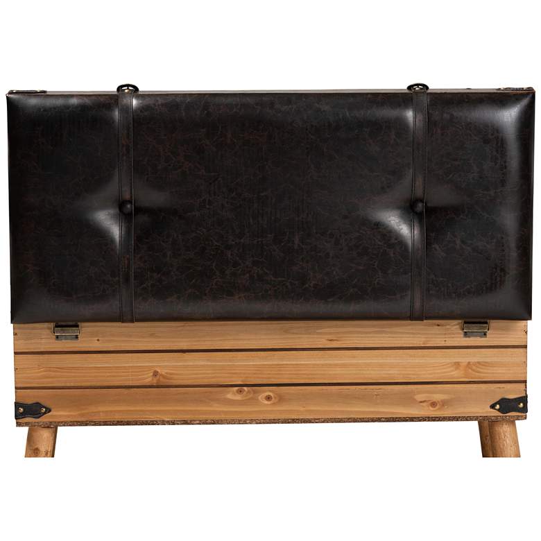 Image 2 Amena 35 1/2"W Dark Brown Faux Leather Ottoman with Storage more views