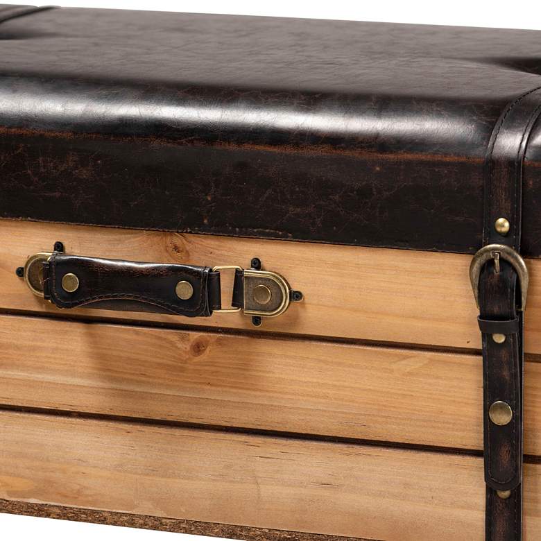 Image 3 Amena 35 1/2"W Dark Brown Faux Leather Ottoman with Storage more views