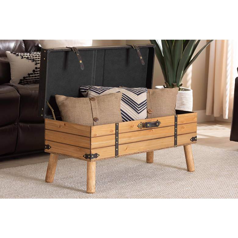 Image 6 Amena 35 1/2"W Dark Brown Faux Leather Ottoman with Storage more views