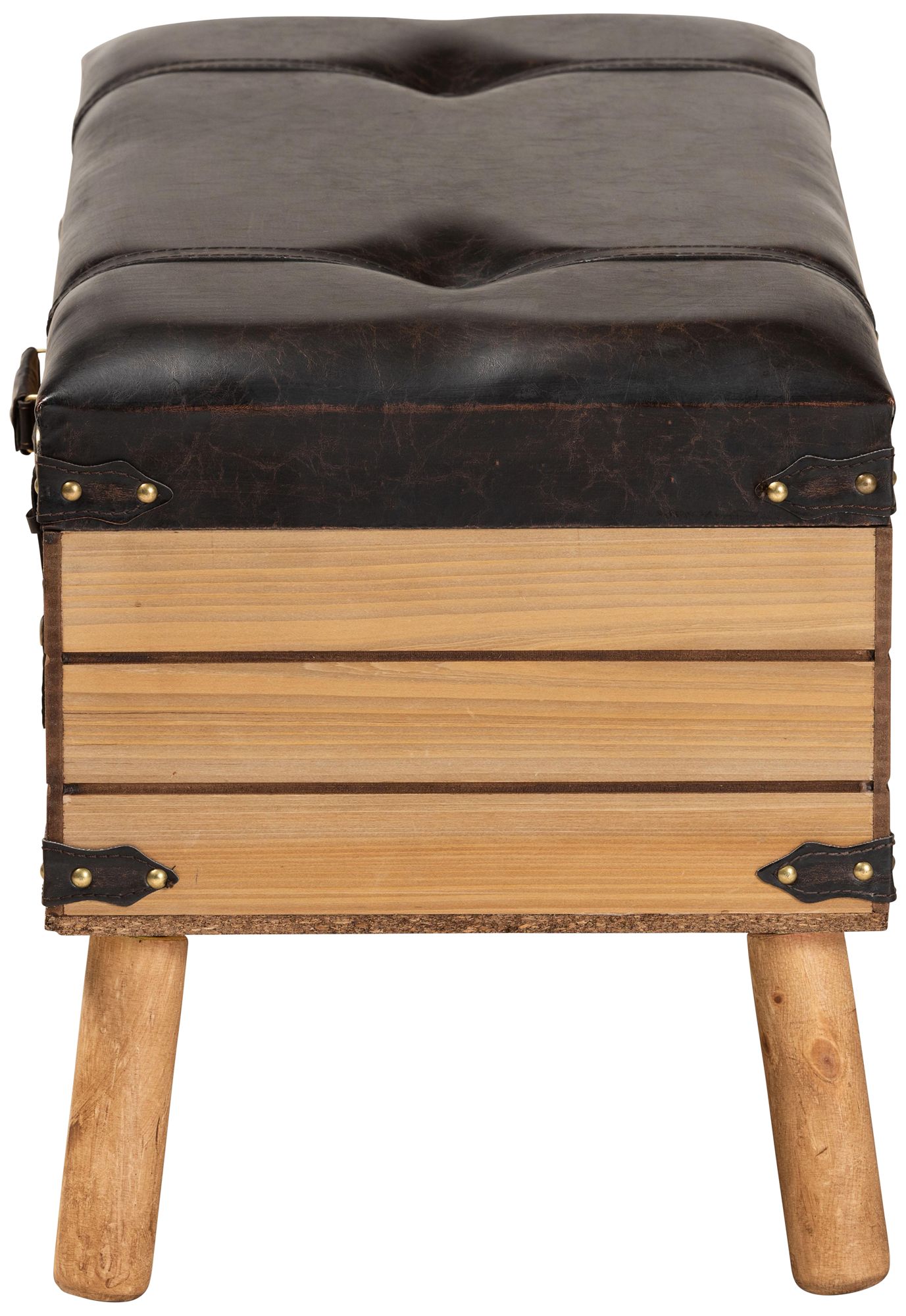 Amena 35 1/2"W Dark Brown Faux Leather Ottoman with Storage