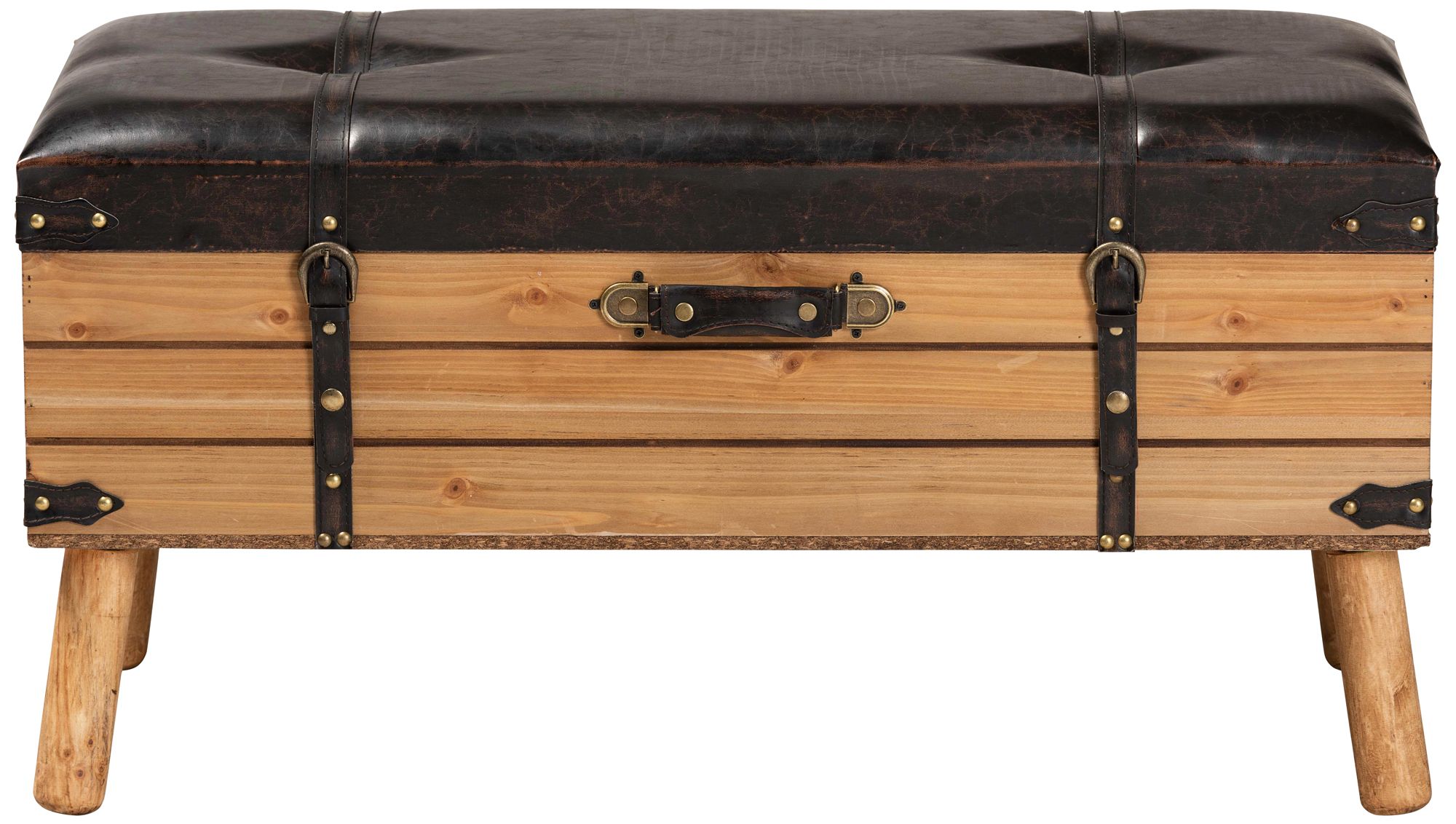 Amena 35 1/2"W Dark Brown Faux Leather Ottoman with Storage