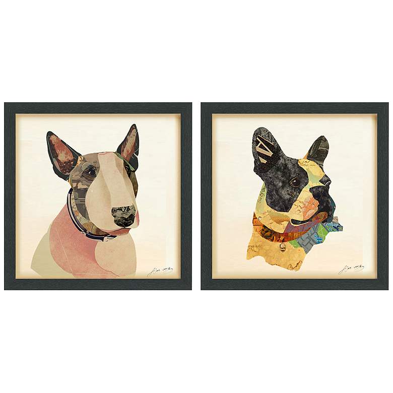 Image 2 American Bull and Boston Terrier Closeup 17"H Wall Art Set