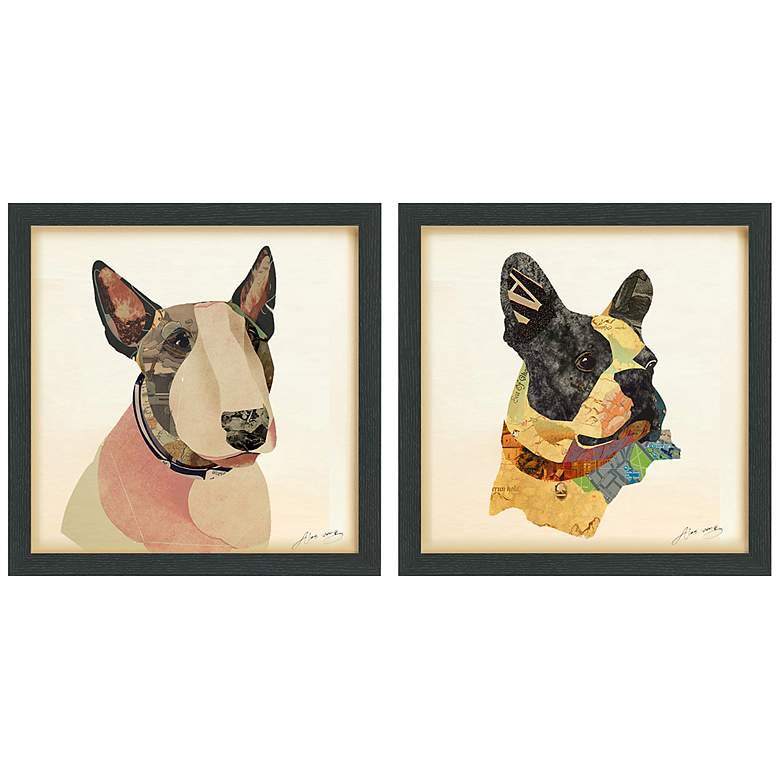 Image 2 American Bull and Boston Terrier Closeup 17 inchH Wall Art Set