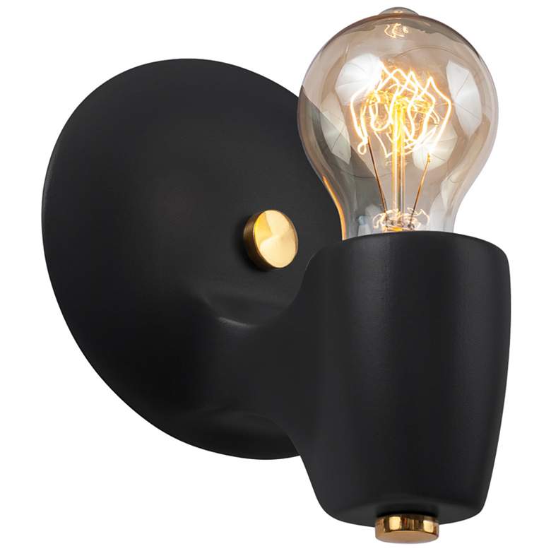Image 1 American Classics 6.75"H Matte Black And Brass Ovalesque Wall Sconce