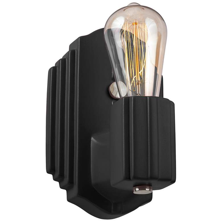 Image 1 American Classics 8.25"H Matte Black And Nickel Rectangle Wall Sconce