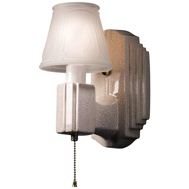 Image 2 American Classics 8.75"H White Crackle Deco Rectangle Wall Sconce