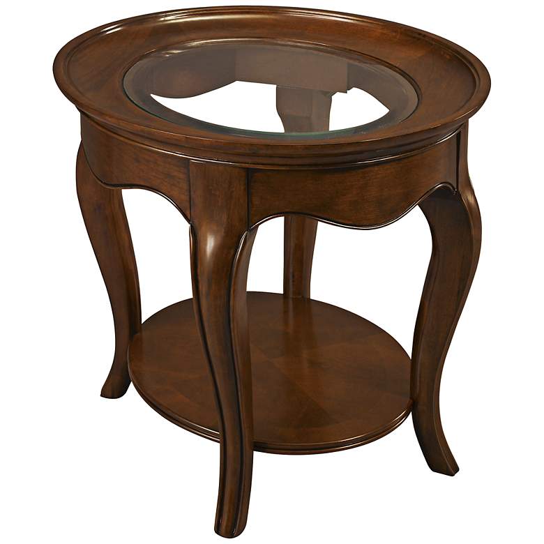 Image 1 American Drew Cherry Grove Oval Glass Top End Table