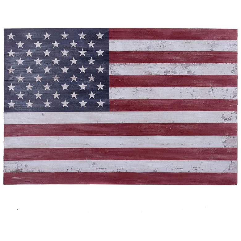 Image 1 American Flag 35 inchw X 24 inchH Painted Wood Wall Panel