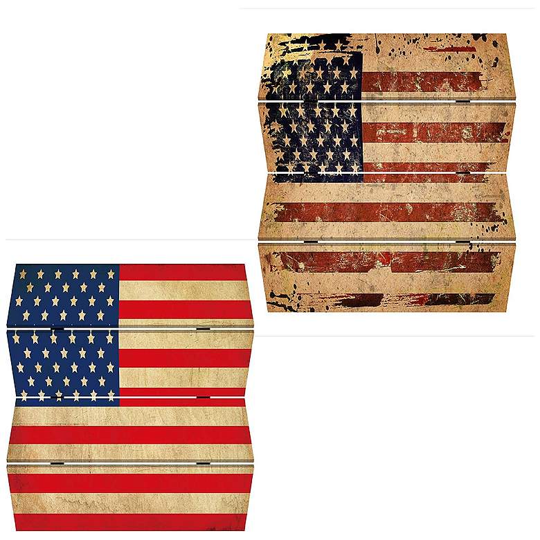 Image 2 American Flag 84" Wide Printed Canvas Screen/Room Divider more views