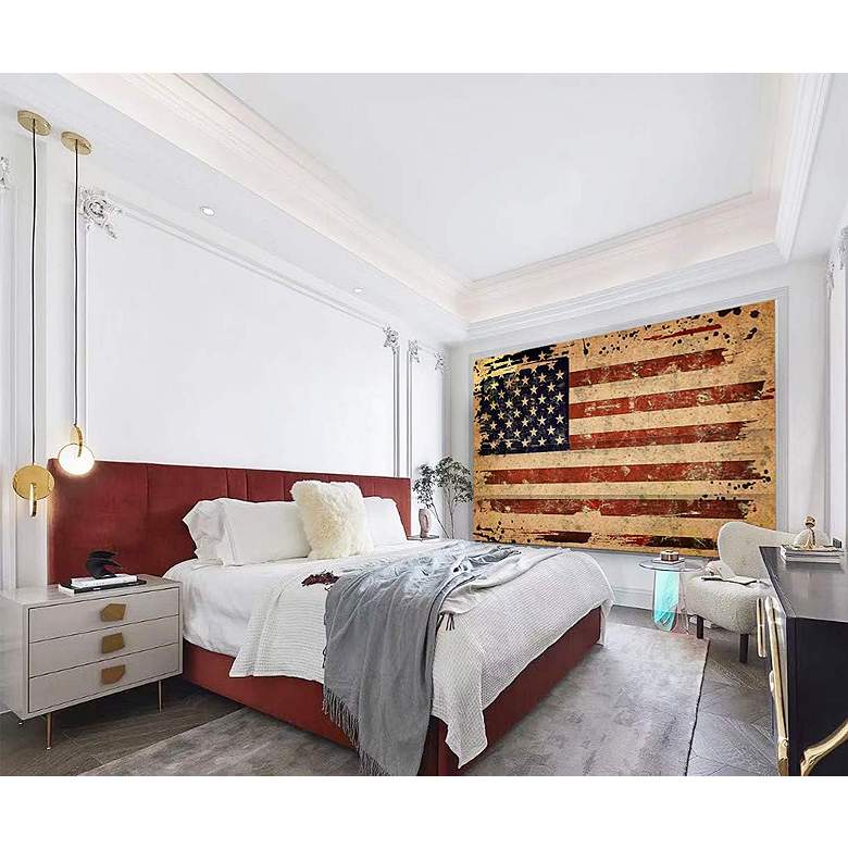 Image 4 American Flag 84" Wide Printed Canvas Screen/Room Divider more views