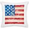 American Flag White Canvas 18" Square Decorative Pillow