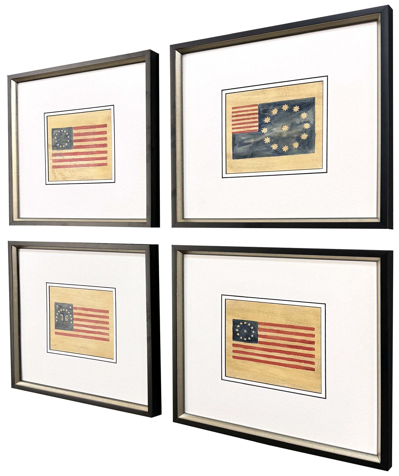 Image 3 American Flags I 17"W x 16"H Framed Art - Set of 4 more views