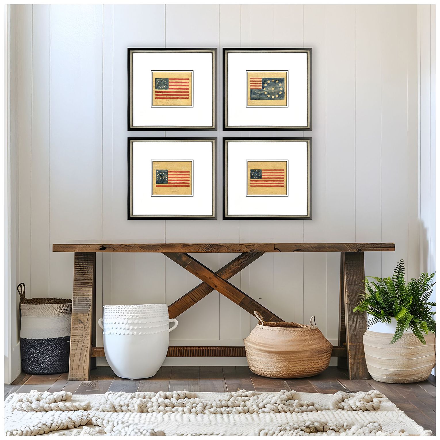 Image 5 American Flags I 17"W x 16"H Framed Art - Set of 4 more views