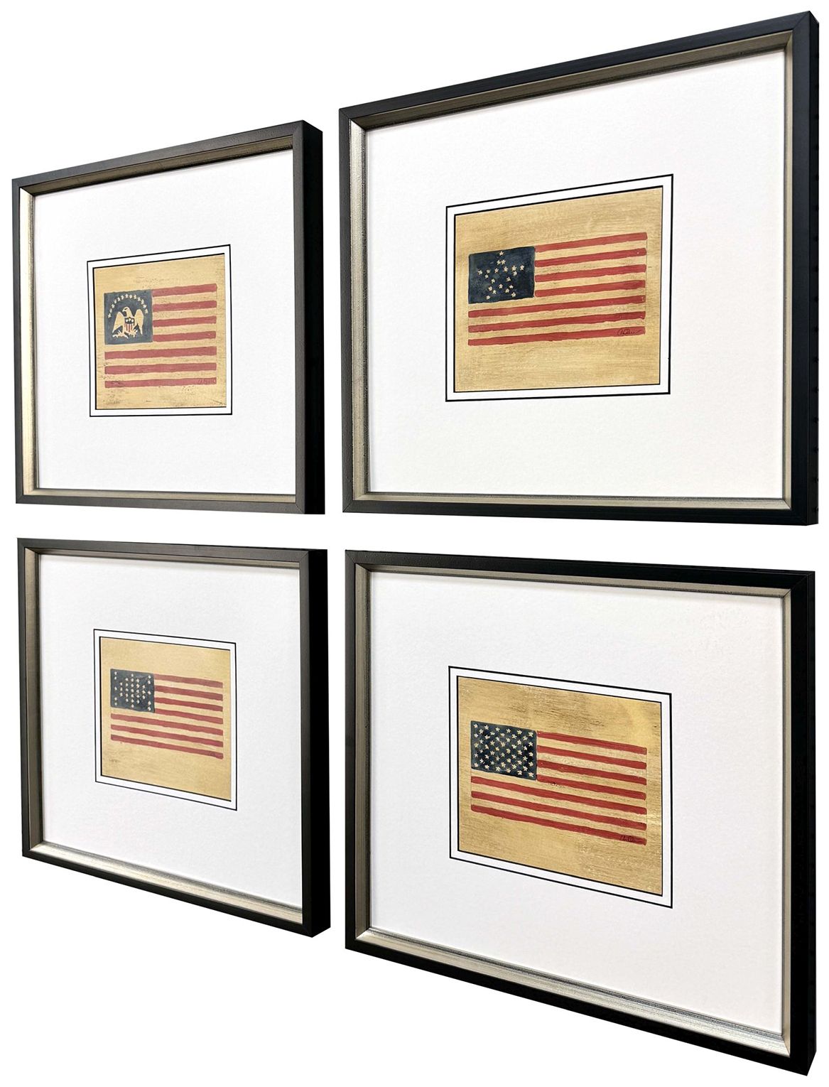 Image 3 American Flags II 17"W x 16"H Framed Art - Set of 4 more views
