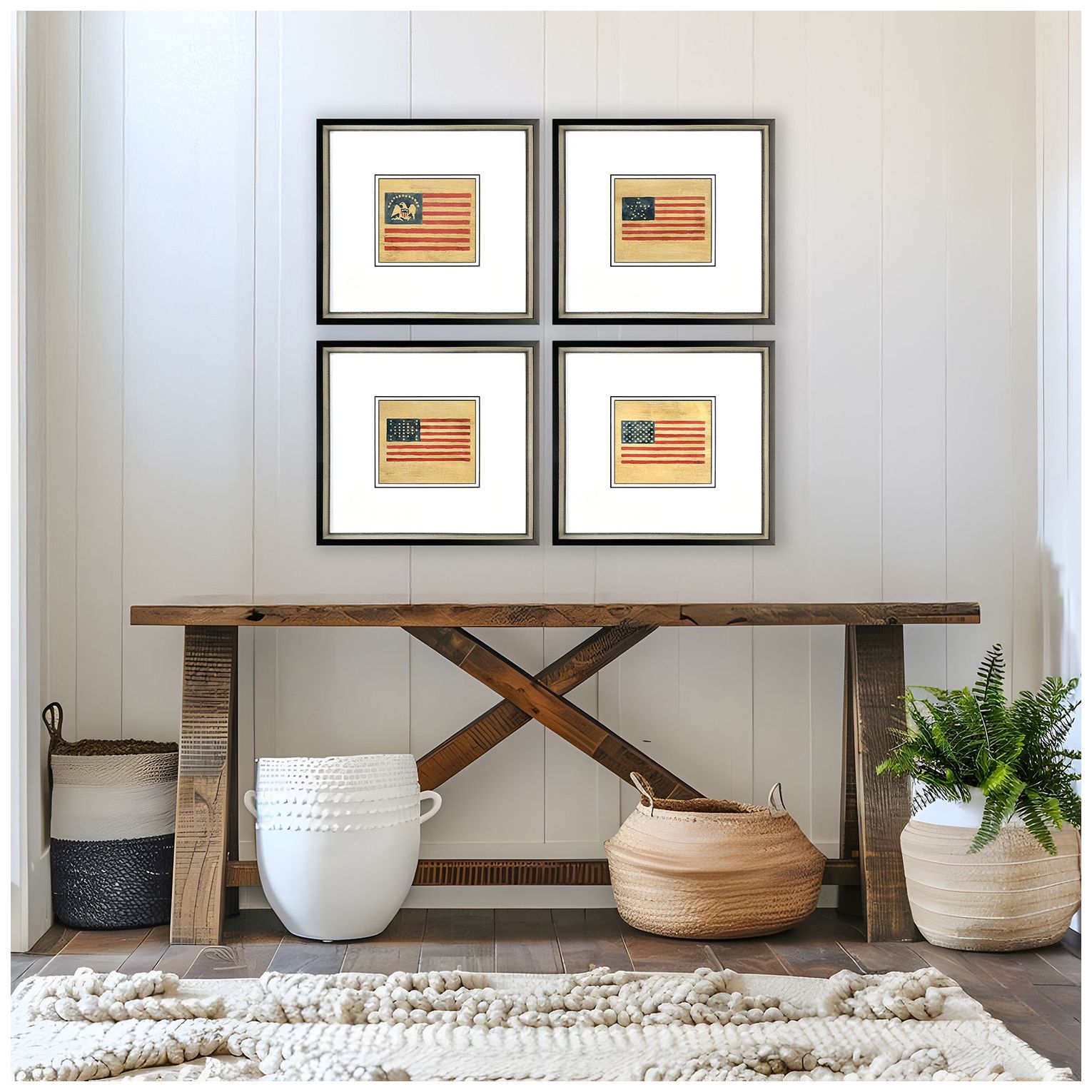 Image 5 American Flags II 17"W x 16"H Framed Art - Set of 4 more views