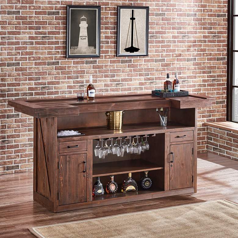 Image 1 American Heritage Bristol 86 inchW Mahogany Wine and Bar Cabinet