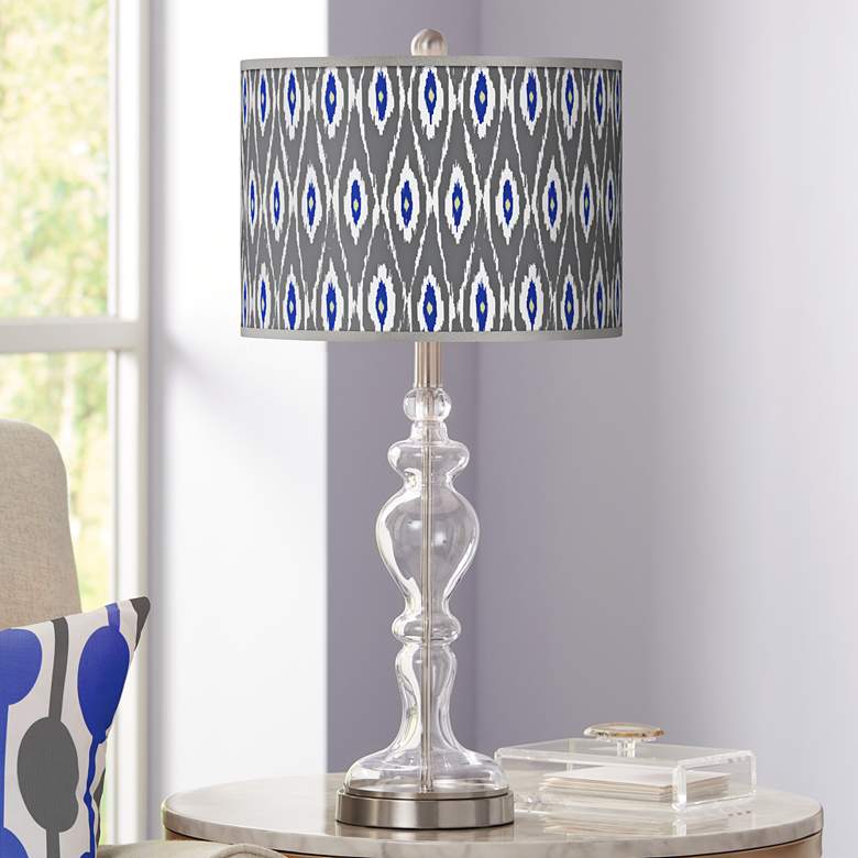 Image 1 American Ikat Giclee Apothecary Clear Glass Table Lamp