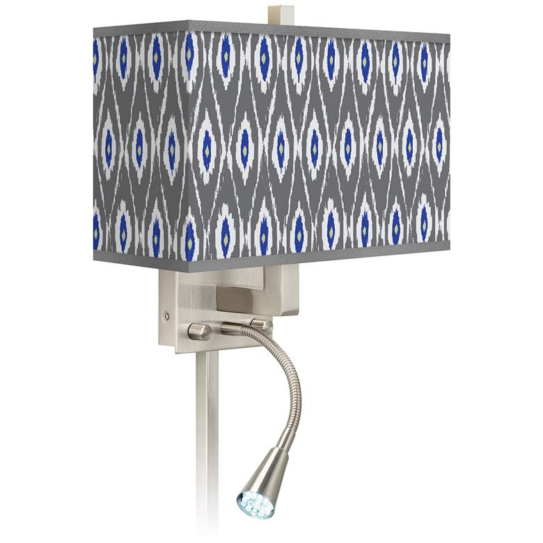 Image 1 American Ikat Giclee Glow LED Reading Light Plug-In Sconce