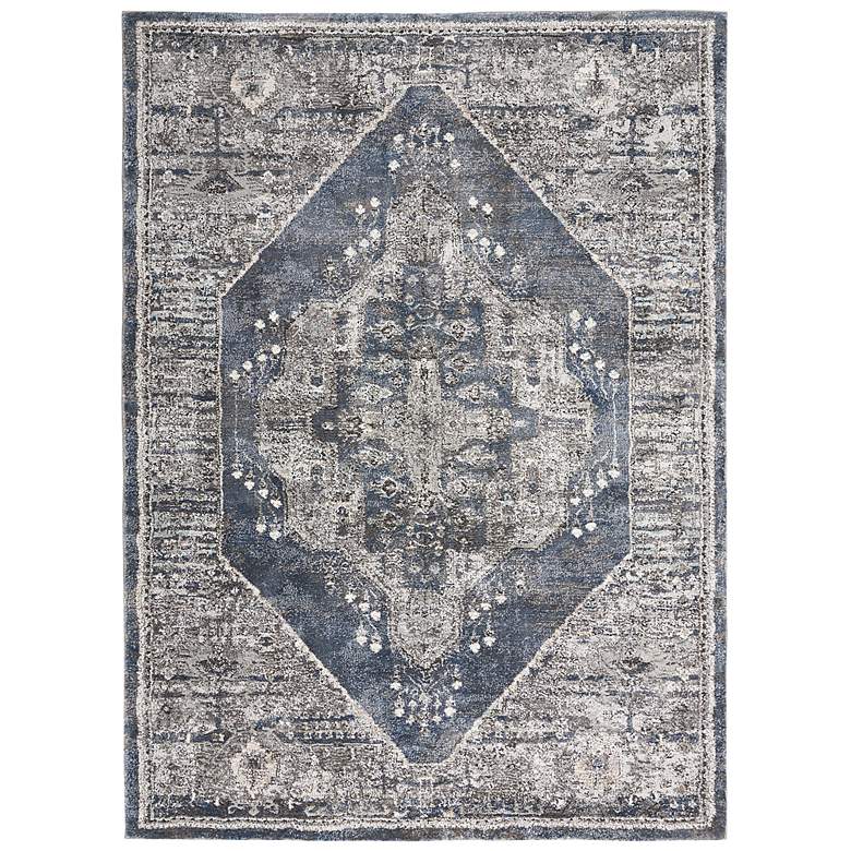 Image 2 American Manor 5&#39;3 inch x 7&#39;3 inch Blue Bordered Indoor Rug