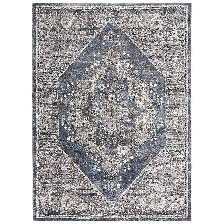 Image 2 American Manor 5'3" x 7'3" Blue Bordered Indoor Rug