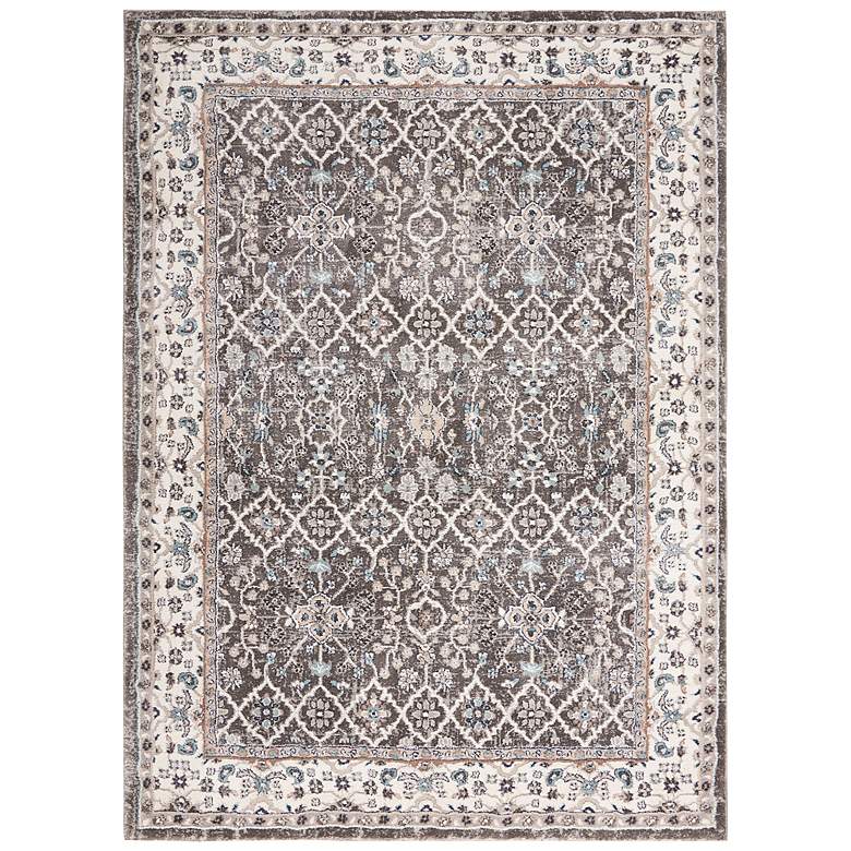 Image 2 American Manor 5'3" x 7'3" Grey/Ivory Bordered Indoor Rug