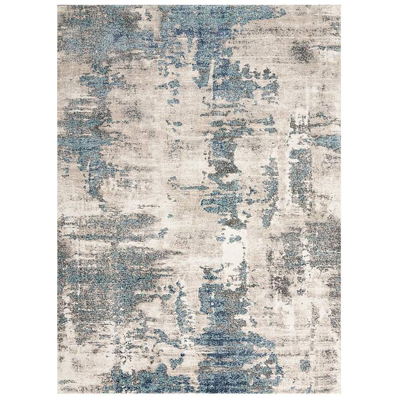 Image 2 American Manor 5'3" x 7'3" Ivory Blue Abstract Indoor Rug