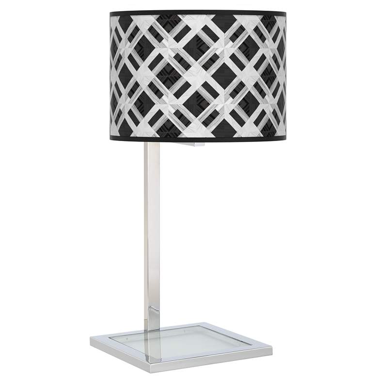 Image 1 American Woodcraft Glass Inset Table Lamp
