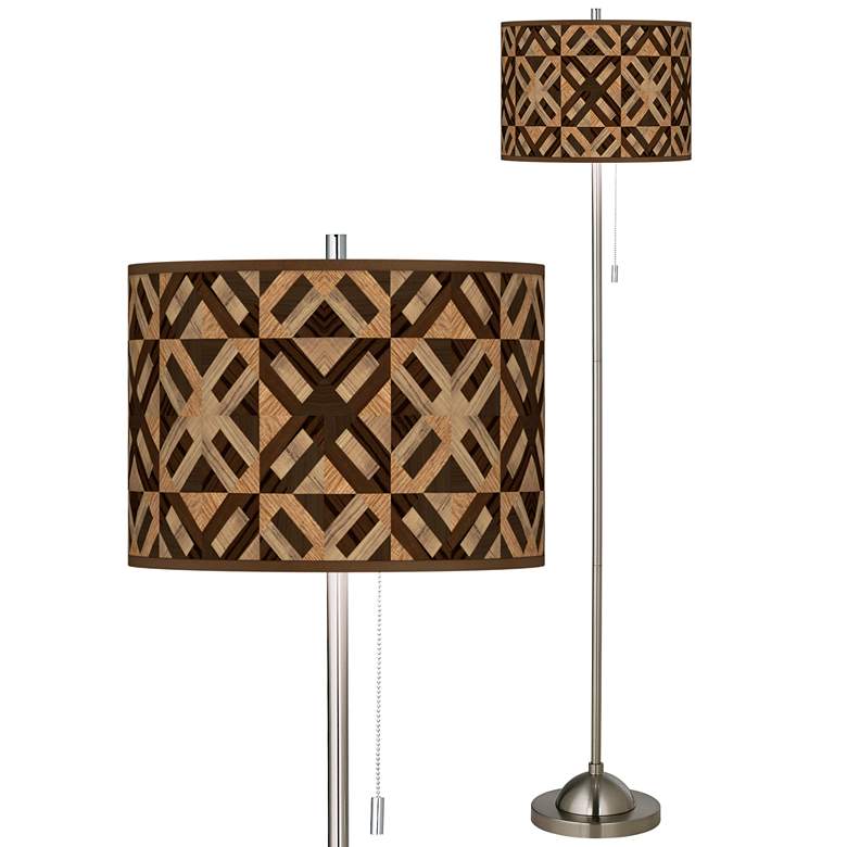 Image 1 American Woodwork Brushed Nickel Pull Chain Floor Lamp