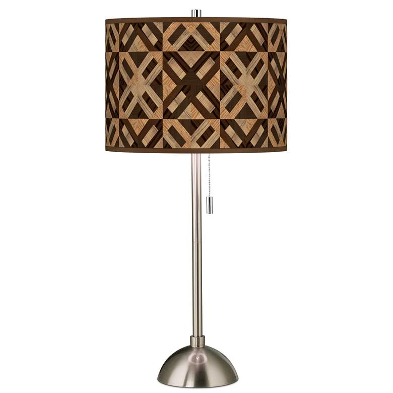 Image 1 American Woodwork Giclee Shade Brushed Nickel Rustic Modern Table Lamp