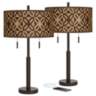 American Woodwork Rustic Modern Bronze USB Table Lamps Set of 2