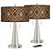 American Woodwork Shade Modern Rustic USB Table Lamps Set of 2