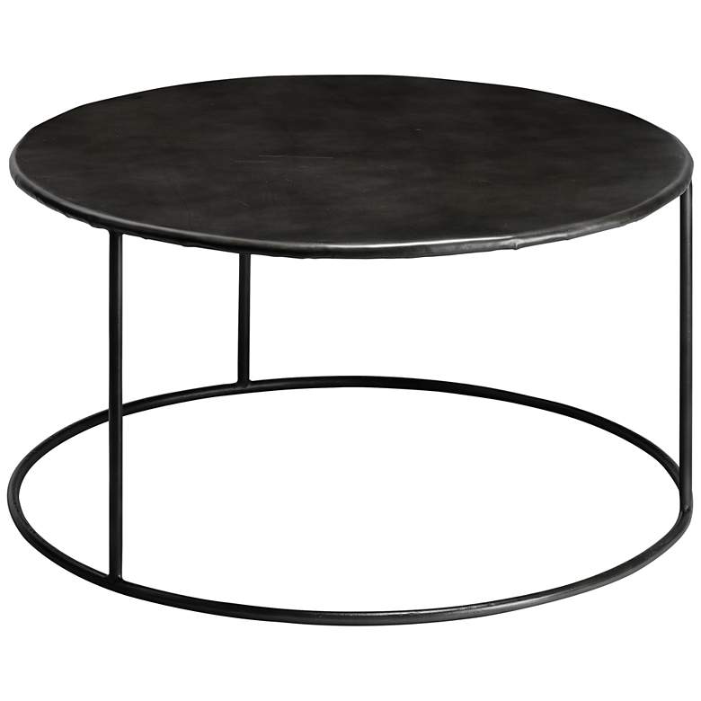 Image 1 Americana 32" Wide Round Iron Coffee Table by Jamie Young