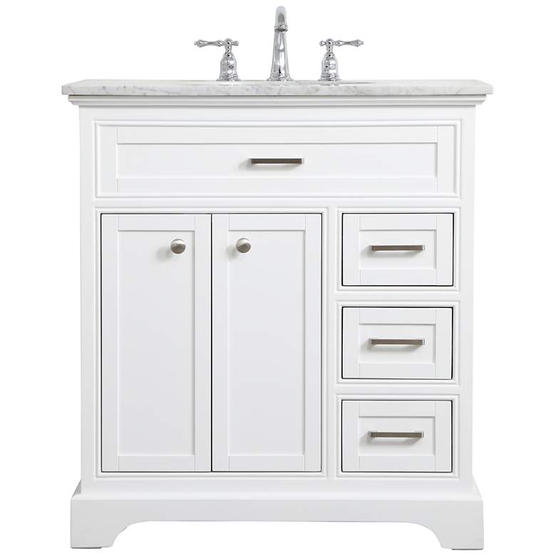 Image 1 Americana 32" Wide White 2-Door 3-Drawer Single Sink Vanity