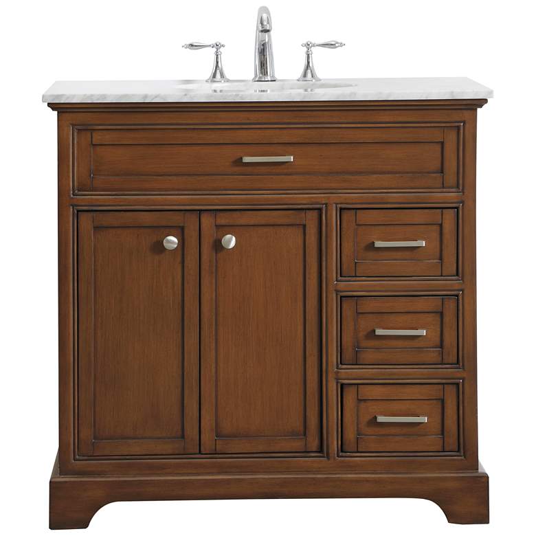 Image 1 Americana 36" Wide Teak Wood Single Sink Bathroom Vanity
