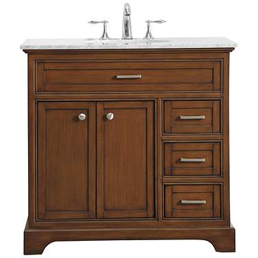 Americana 36" Wide Teak Wood Single Sink Bathroom Vanity