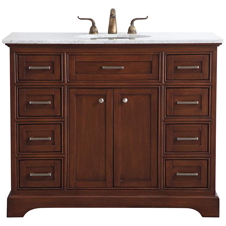 Image 2 Americana 42" Wide Teak 8-Drawer Single Sink Bathroom Vanity