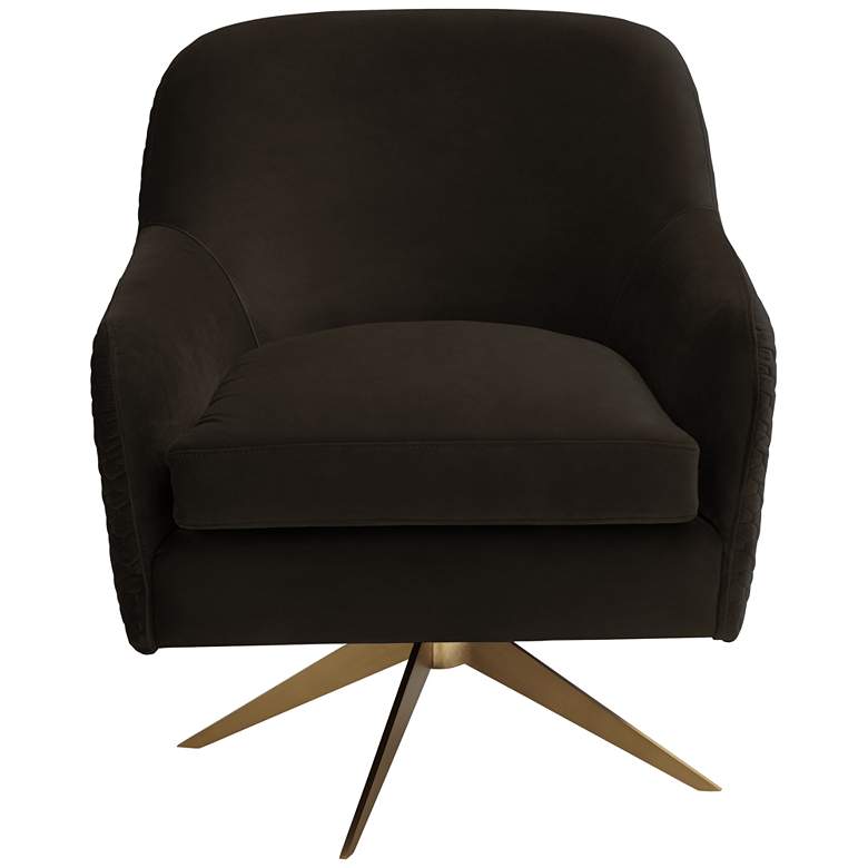 Ames Quilted Espresso Velvet Swivel Chair more views