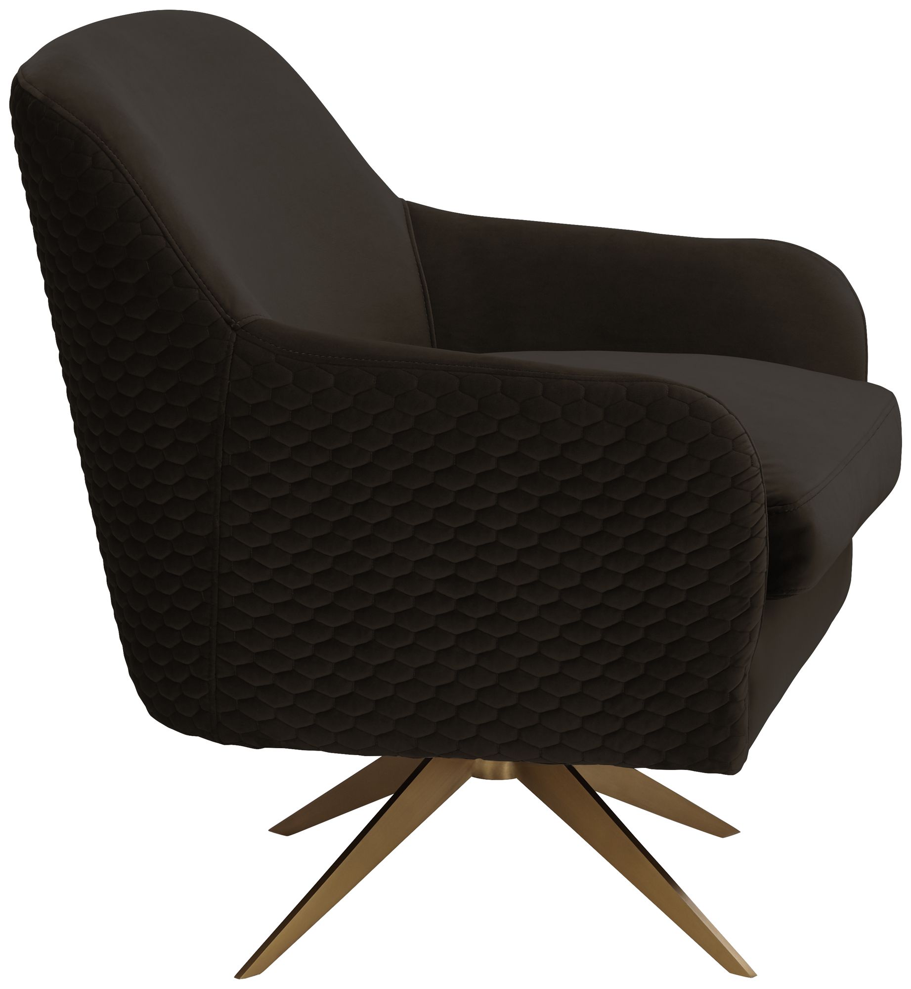 Ames Quilted Espresso Velvet Swivel Chair