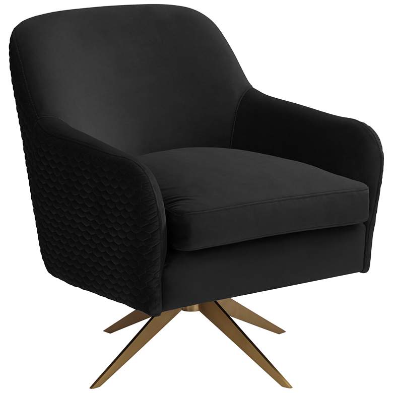 Image 3 Ames Quilted Onyx Velvet Swivel Chair