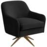 Ames Quilted Onyx Velvet Swivel Chair