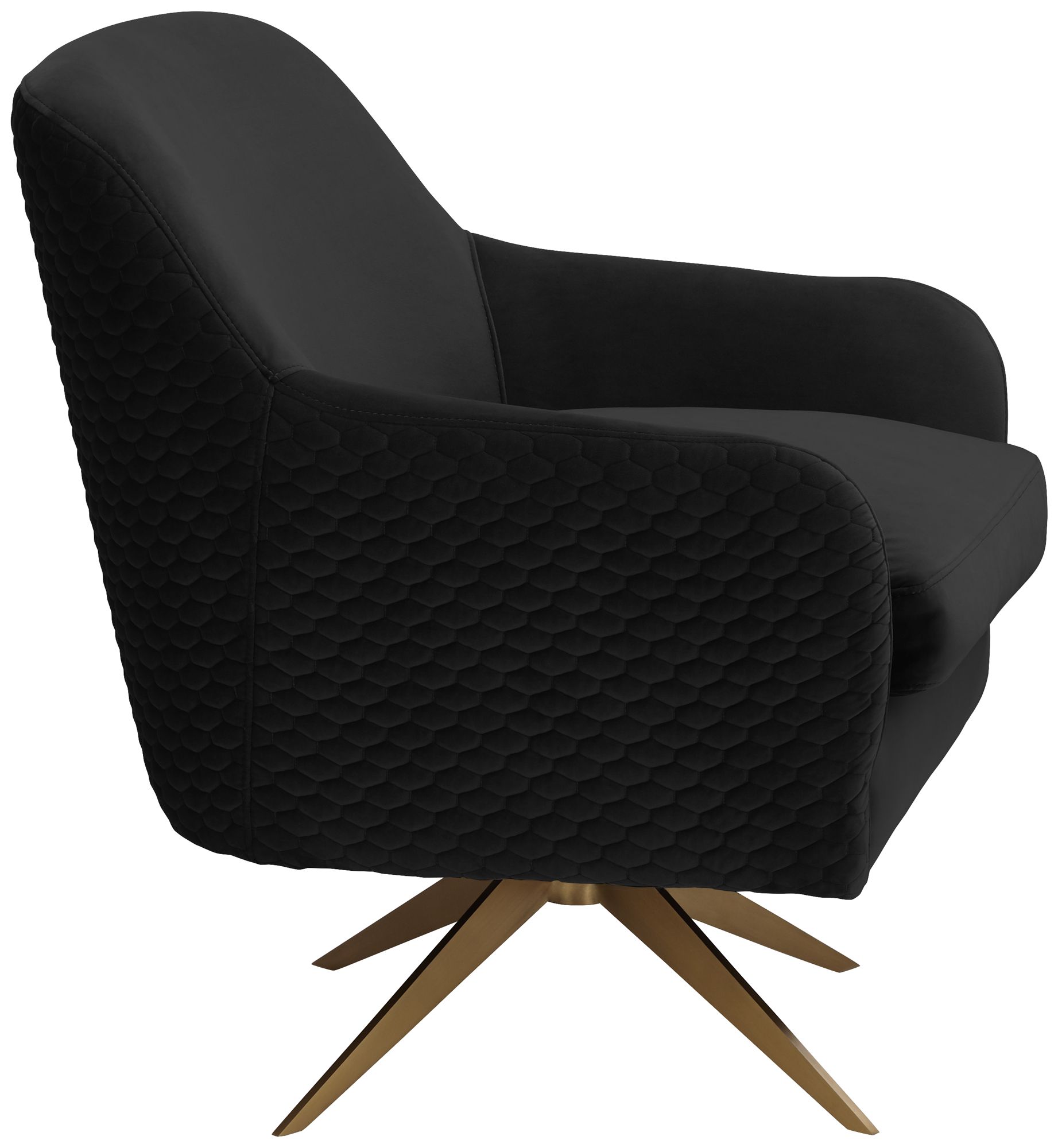 Ames Quilted Onyx Velvet Swivel Chair in scene