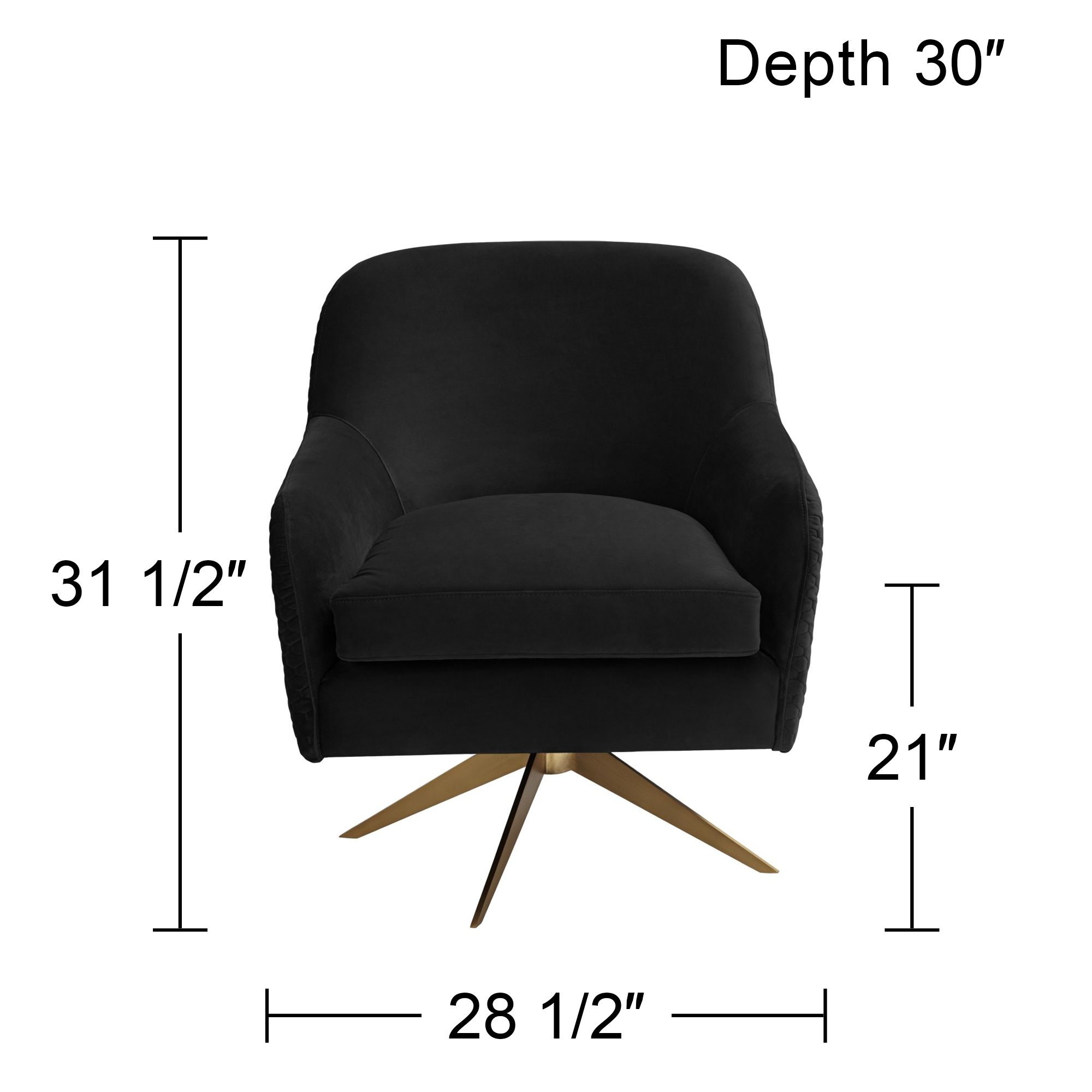 Ames Quilted Onyx Velvet Swivel Chair in scene