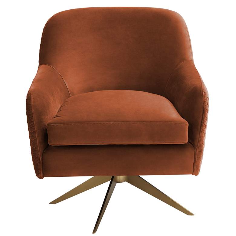 Image 7 Ames Quilted Pumpkin Velvet Modern Swivel Club Chair more views