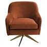 Ames Quilted Pumpkin Velvet Modern Swivel Club Chair