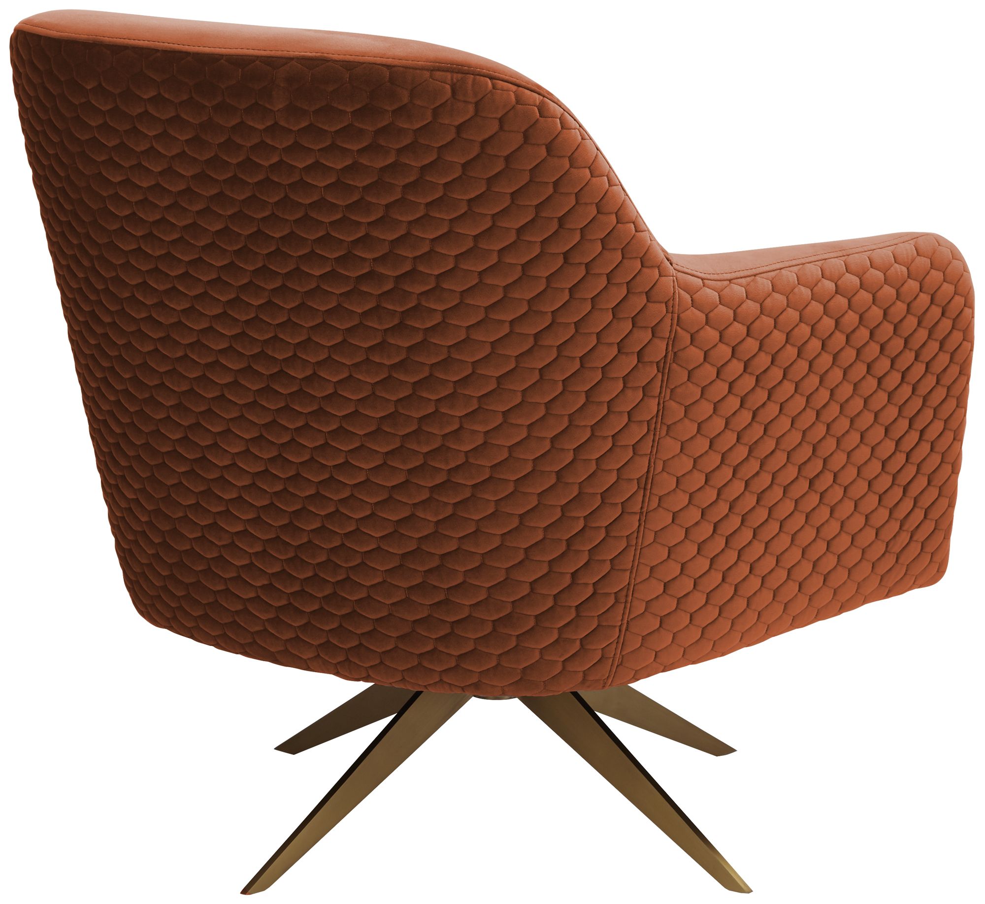 Ames Quilted Pumpkin Velvet Modern Swivel Club Chair