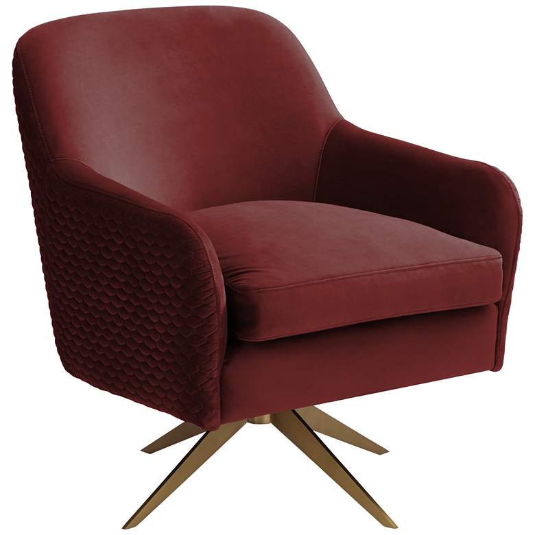Image 2 Ames Quilted Wine Velvet Swivel Chair