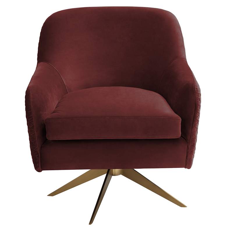 Image 7 Ames Quilted Wine Velvet Swivel Chair more views