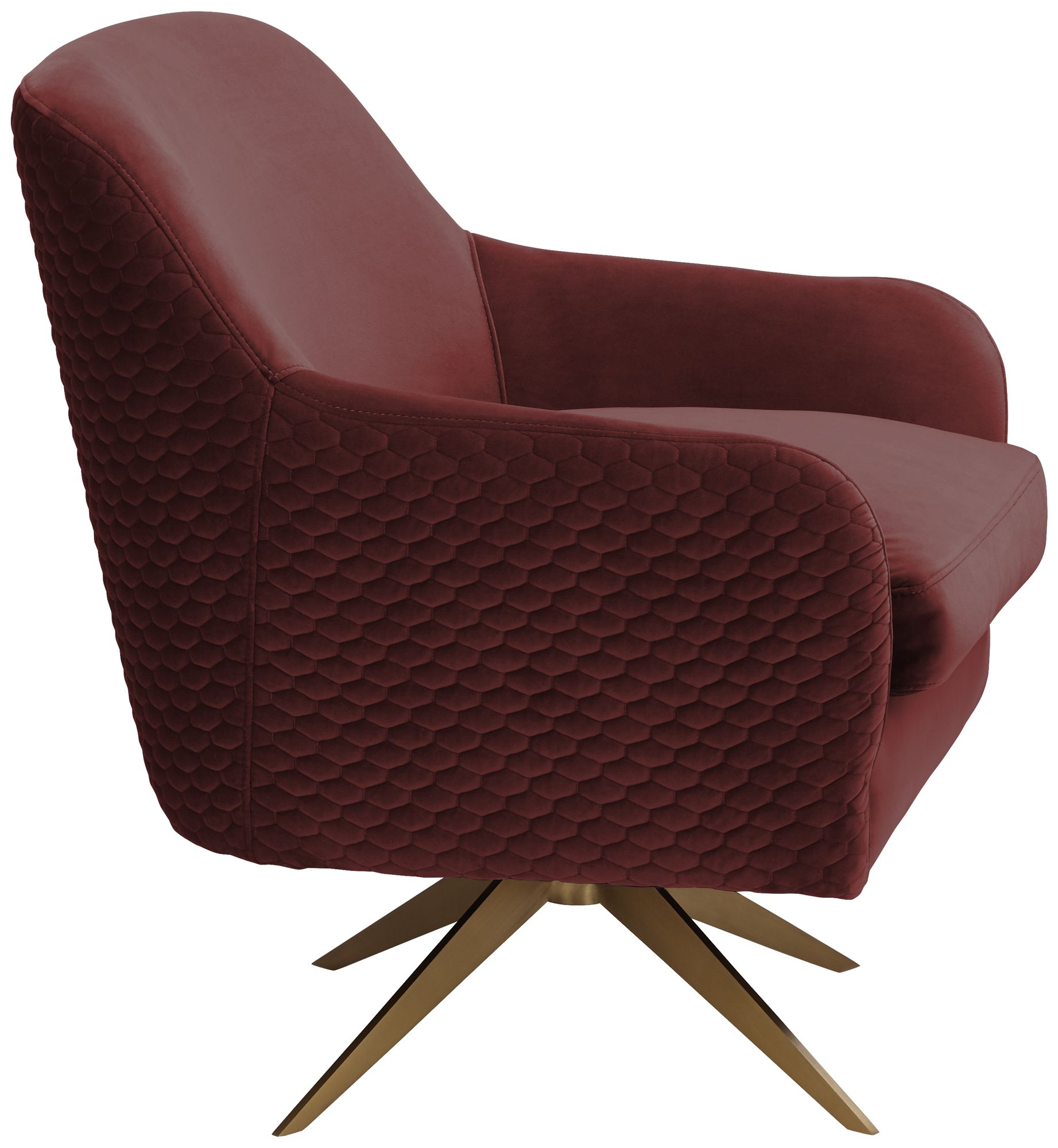 Ames Quilted Wine Velvet Swivel Chair