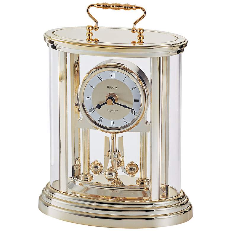 Image 1 Amesbury I Gold Tone 8 1/4 inch High Bulova Carriage Clock