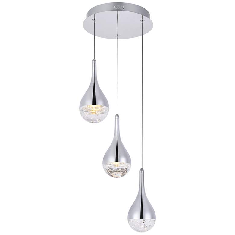 Image 3 Amherst 12" Wide Chrome Teardrop LED Multi-Light Pendant